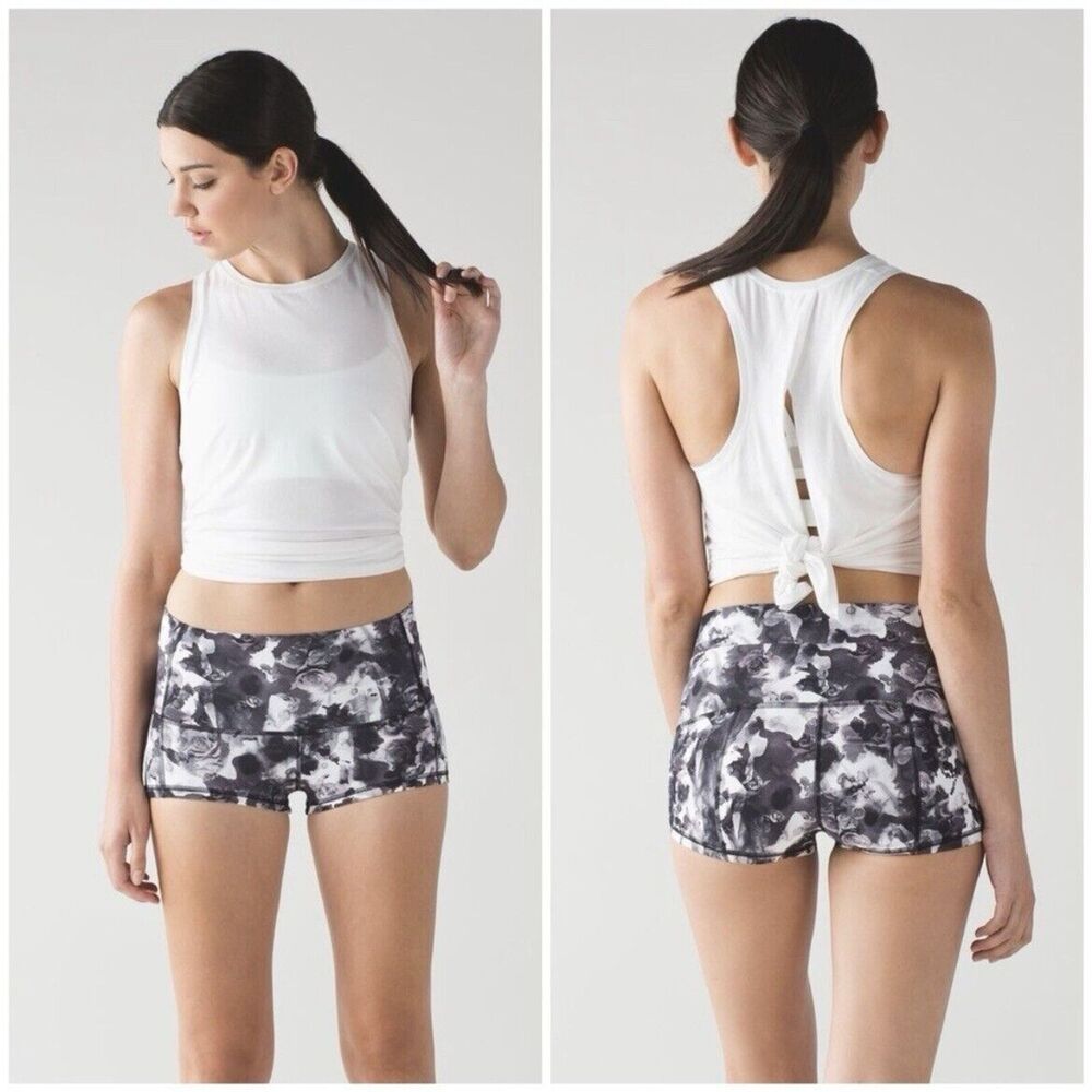 Lululemon High Rise Wunder 2" Shorts in Obscurred Black Dusty Mauve Size 8